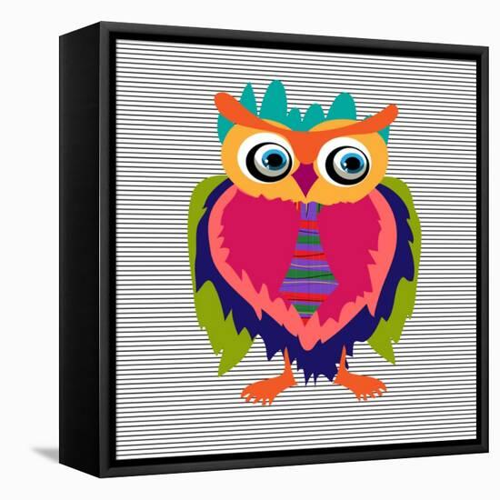 Cute Owl, Cartoon Drawing, Cute Illustration for Children, Vector Illustrations (Hipster Symbol Ser-De Visu-Framed Stretched Canvas