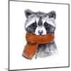 Cute Raccoon with Scarf , Sketchy Style. Autumn Cozy Illustrations with Warm Colors. Perfectly for-Maria Sem-Mounted Art Print