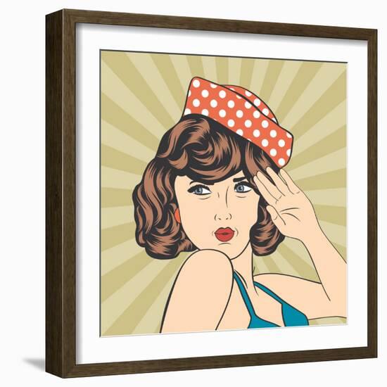 Cute Retro Woman in Comics Style-Eva Andreea-Framed Art Print