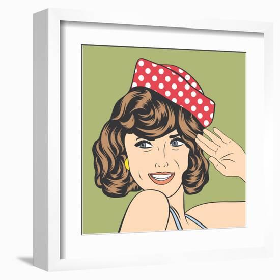 Cute Retro Woman in Comics Style-Eva Andreea-Framed Art Print