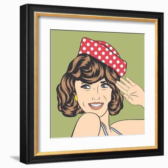 Cute Retro Woman in Comics Style-Eva Andreea-Framed Art Print