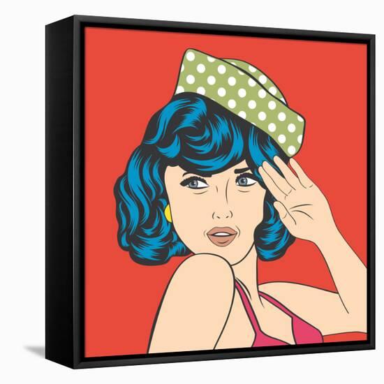 Cute Retro Woman in Comics Style-Eva Andreea-Framed Stretched Canvas