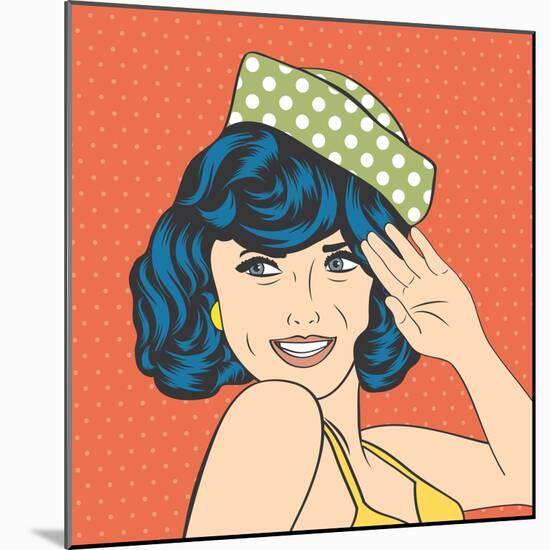 Cute Retro Woman in Comics Style-Eva Andreea-Mounted Art Print