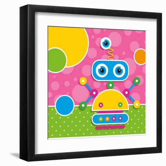 Cute Robot Greeting Card-Jelena Z-Framed Art Print