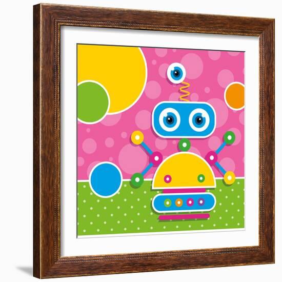 Cute Robot Greeting Card-Jelena Z-Framed Art Print