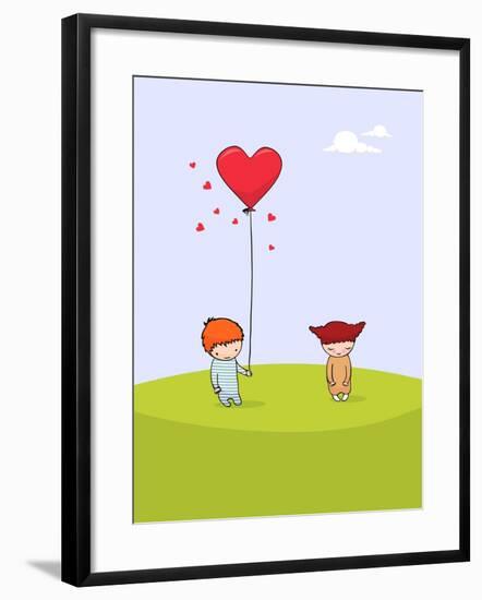 Cute Valentine's Day Card - for Vector Version See Image No. 69063406-zsooofija-Framed Art Print