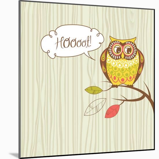 Cute Vector Owl. Hoot Card-Alisa Foytik-Mounted Art Print