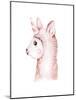 Cute Watercolor Llama, Alpaca Illustration Isolated on White. Llama Print Ethnic Blanket, Flowers W-Kris_art-Mounted Photographic Print