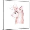 Cute Watercolor Llama, Alpaca Illustration Isolated on White. Llama Print Ethnic Blanket, Flowers W-Kris_art-Mounted Photographic Print