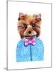 Cute Watercolor Yorkshire Terrier Portrait with Bow Tie. Formal Dog Hand Dawn Illustration.-Maria Sem-Mounted Art Print