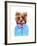 Cute Watercolor Yorkshire Terrier Portrait with Bow Tie. Formal Dog Hand Dawn Illustration.-Maria Sem-Framed Art Print