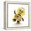 Cute Yellow Vintage Toy Robot over White Background Having Fun-badboo-Framed Stretched Canvas