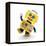 Cute Yellow Vintage Toy Robot over White Background Having Fun-badboo-Framed Stretched Canvas