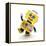 Cute Yellow Vintage Toy Robot over White Background Having Fun-badboo-Framed Stretched Canvas