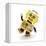 Cute Yellow Vintage Toy Robot over White Background Having Fun-badboo-Framed Stretched Canvas