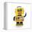 Cute Yellow Vintage Toy Robot over White Background Waving Hello-badboo-Framed Stretched Canvas