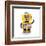 Cute Yellow Vintage Toy Robot over White Background Waving Hello-badboo-Framed Art Print