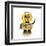 Cute Yellow Vintage Toy Robot over White Background Waving Hello-badboo-Framed Art Print