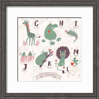 Cute Zoo Alphabet In Vector G H I J K L M Letters Funny
