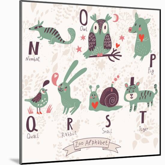 Cute Zoo Alphabet In Vector N O P Q R S T Letters Funny Animals In Love Numbat Owl Pig Art Print Smilewithjul Art Com