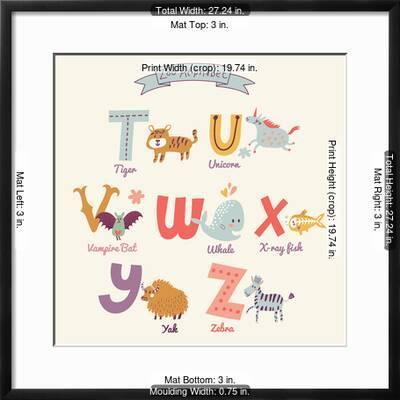 Cute Zoo Alphabet In Vector T U V W X Y Z Letters Funny Cartoon Animals Tiger Unicorn Va Art Print Smilewithjul Art Com