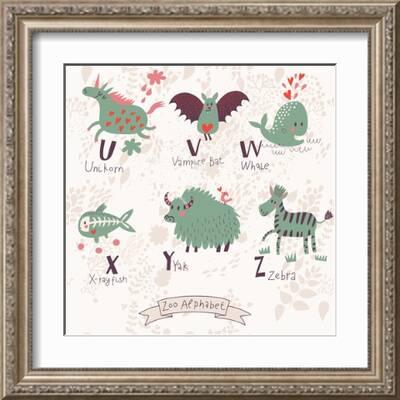 Cute Zoo Alphabet in Vector. U, V, W, X, Y, Z Letters. Funny Animals in Love. Unicorn, Vampire Bat,' Art Print - smilewithjul Cute Zoo Alphabet in Vector. U, V, W, X, Y, Z Letters. Funny Animals in Love. Unicorn, Vampire Bat,' Art Print - smilewithjul