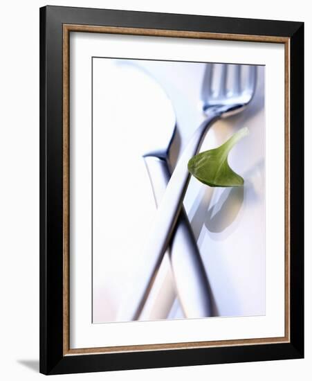 Cutlery with a Corn Salad Leaf-Dorota & Bogdan Bialy-Framed Photographic Print