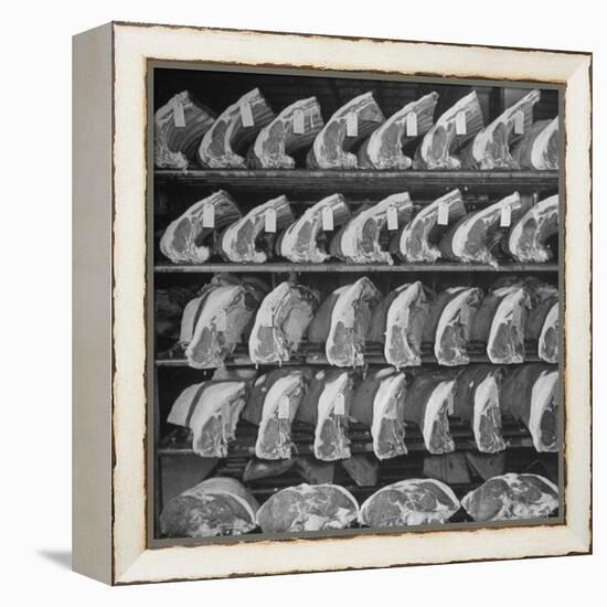 Cuts of Beef on Shelves at Meat Processing and Packing Plant-Alfred Eisenstaedt-Framed Premier Image Canvas