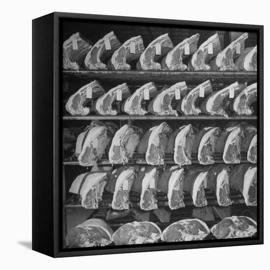 Cuts of Beef on Shelves at Meat Processing and Packing Plant-Alfred Eisenstaedt-Framed Premier Image Canvas