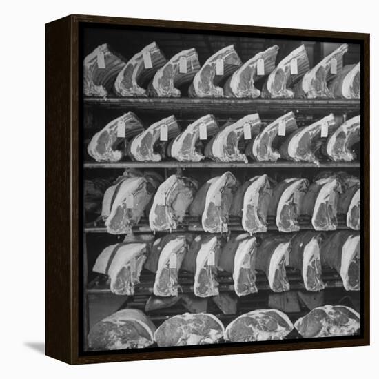 Cuts of Beef on Shelves at Meat Processing and Packing Plant-Alfred Eisenstaedt-Framed Premier Image Canvas