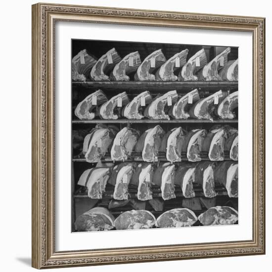 Cuts of Beef on Shelves at Meat Processing and Packing Plant-Alfred Eisenstaedt-Framed Photographic Print