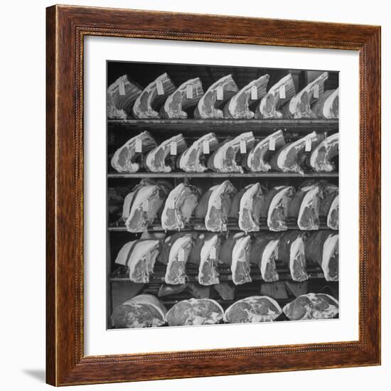 Cuts of Beef on Shelves at Meat Processing and Packing Plant-Alfred Eisenstaedt-Framed Photographic Print