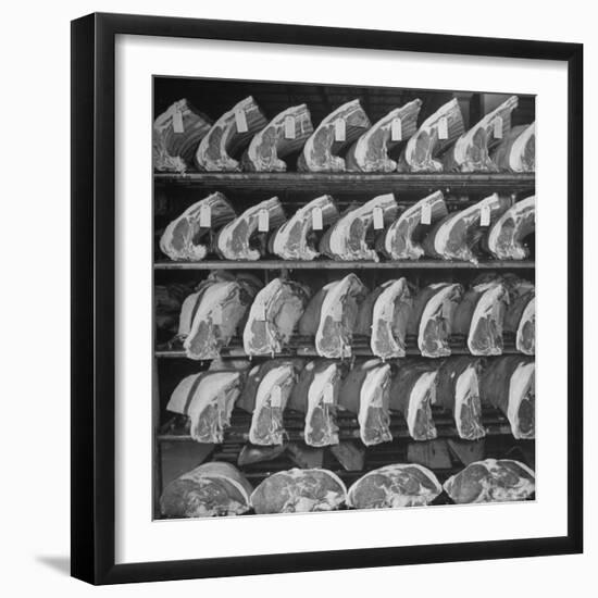 Cuts of Beef on Shelves at Meat Processing and Packing Plant-Alfred Eisenstaedt-Framed Photographic Print