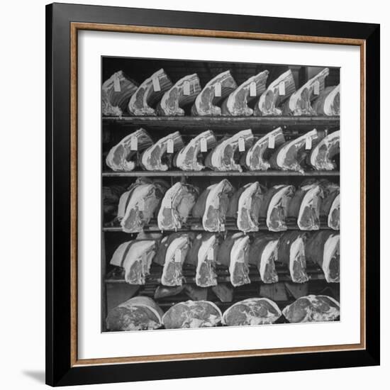 Cuts of Beef on Shelves at Meat Processing and Packing Plant-Alfred Eisenstaedt-Framed Photographic Print