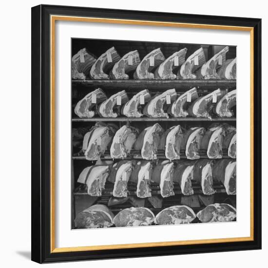 Cuts of Beef on Shelves at Meat Processing and Packing Plant-Alfred Eisenstaedt-Framed Photographic Print