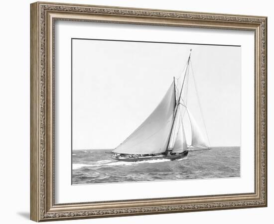 Cutter sailing on the ocean, 1910-null-Framed Art Print