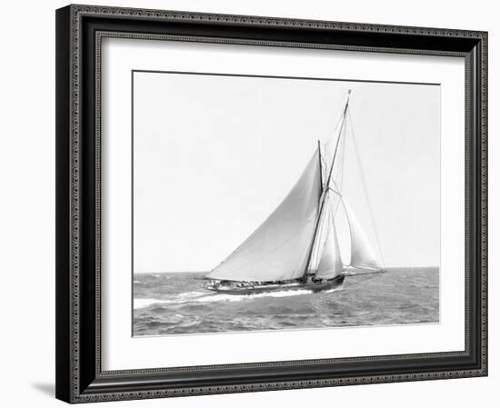 Cutter sailing on the ocean, 1910-null-Framed Art Print