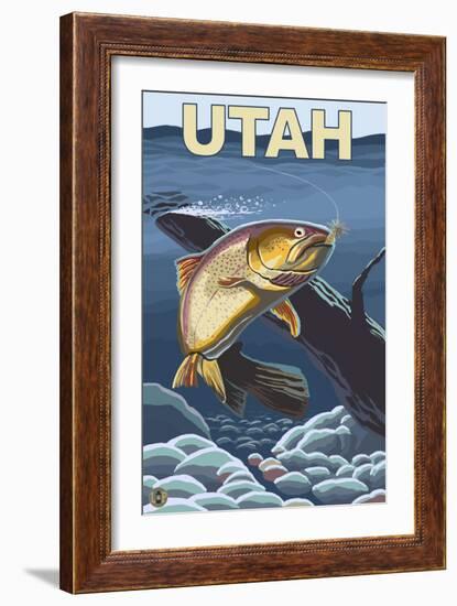 Cutthroat Trout Fishing - Utah-Lantern Press-Framed Art Print