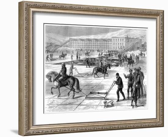 Cutting and Storing Ice on the Hudson River, New York, USA, 1875-Lumley-Framed Giclee Print