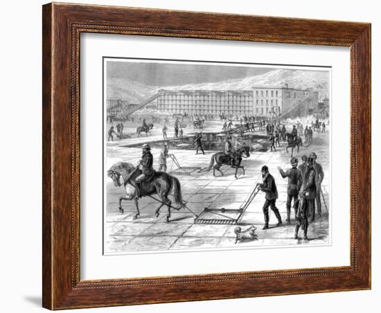 Cutting and Storing Ice on the Hudson River, New York, USA, 1875-Lumley-Framed Giclee Print