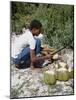 Cutting Coconuts, Barbuda-null-Mounted Photographic Print