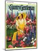 "Cutting Flowers from Her Garden," Country Gentleman Cover, August 1, 1933-Carolyn Haywood-Mounted Giclee Print