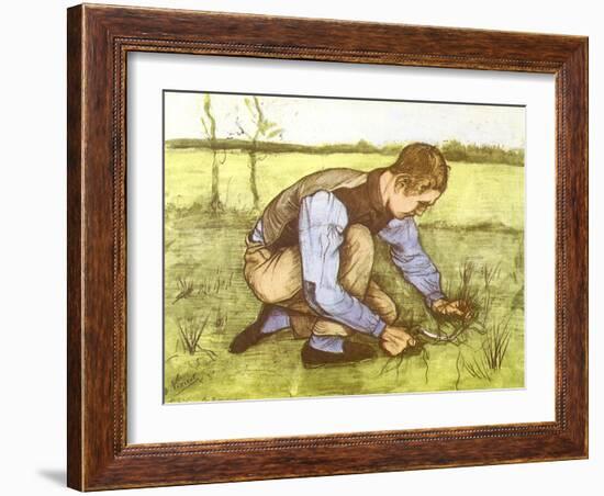 Cutting Grass with Sickle, 1881-Vincent van Gogh-Framed Giclee Print