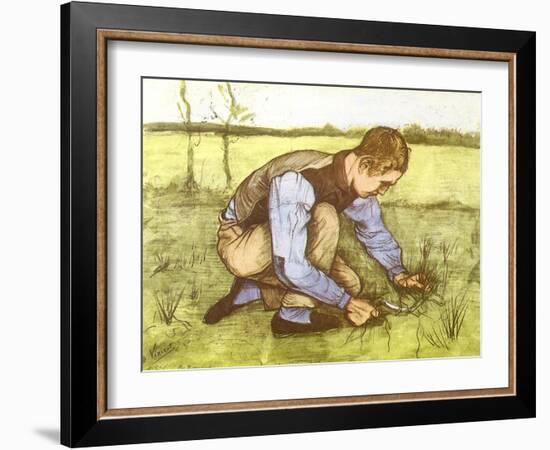 Cutting Grass with Sickle, 1881-Vincent van Gogh-Framed Giclee Print