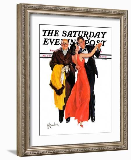 "Cutting In," Saturday Evening Post Cover, December 7, 1935-R.J. Cavaliere-Framed Giclee Print