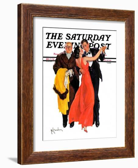 "Cutting In," Saturday Evening Post Cover, December 7, 1935-R.J. Cavaliere-Framed Giclee Print