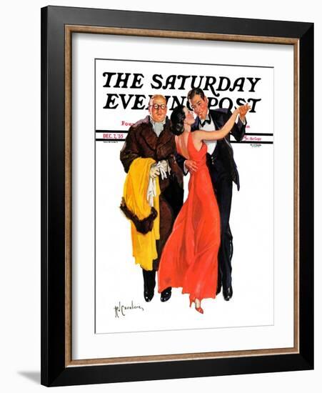 "Cutting In," Saturday Evening Post Cover, December 7, 1935-R.J. Cavaliere-Framed Giclee Print