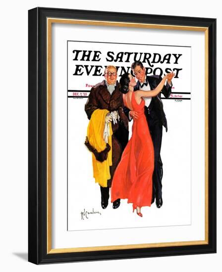 "Cutting In," Saturday Evening Post Cover, December 7, 1935-R.J. Cavaliere-Framed Giclee Print