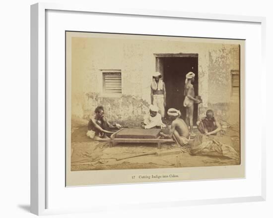 Cutting indigo into cakes, 1877-Oscar Jean Baptiste Mallitte-Framed Giclee Print