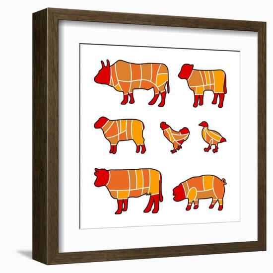 Cutting Meat-Goran Benisek-Framed Art Print